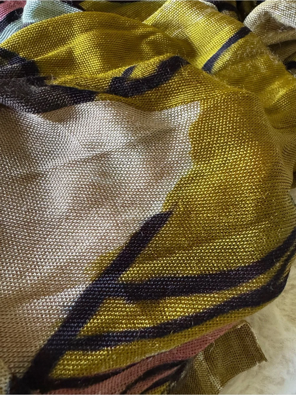 Adore Black, Beige & Gold Art-Print Flowing Wrap Scarf